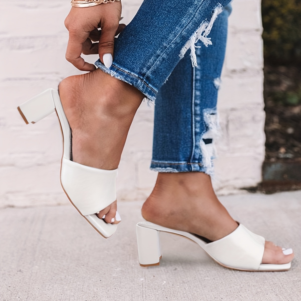 Womens Closed Toe Mules With Heels Temu Canada