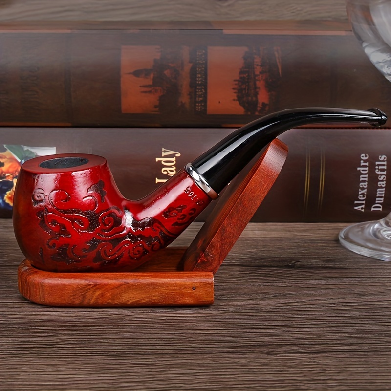 Red Solid Wood Wooden Smoking Pipe Tobacco Cigarettes Cigar Pipes
