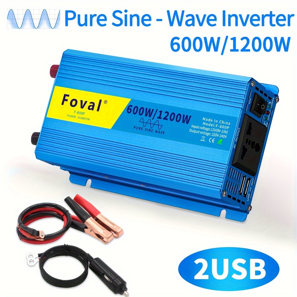 Power Inverter 12V 220V Pure Sine Wave 1000W Power Inverter 230V 240V Pure  Sine Wave with Remote Control with AC Outlets & 2.4A USB Port for RV Car