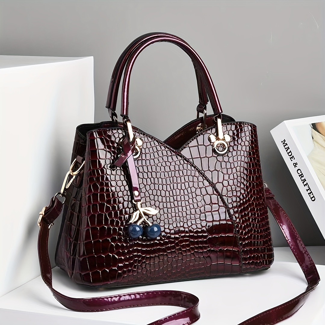 Luxury Brand Women's Bags Commuter Crocodile Pattern Leather Women Handbags  Portable Shoulder Large Capacity Vertical Tote Bag - AliExpress