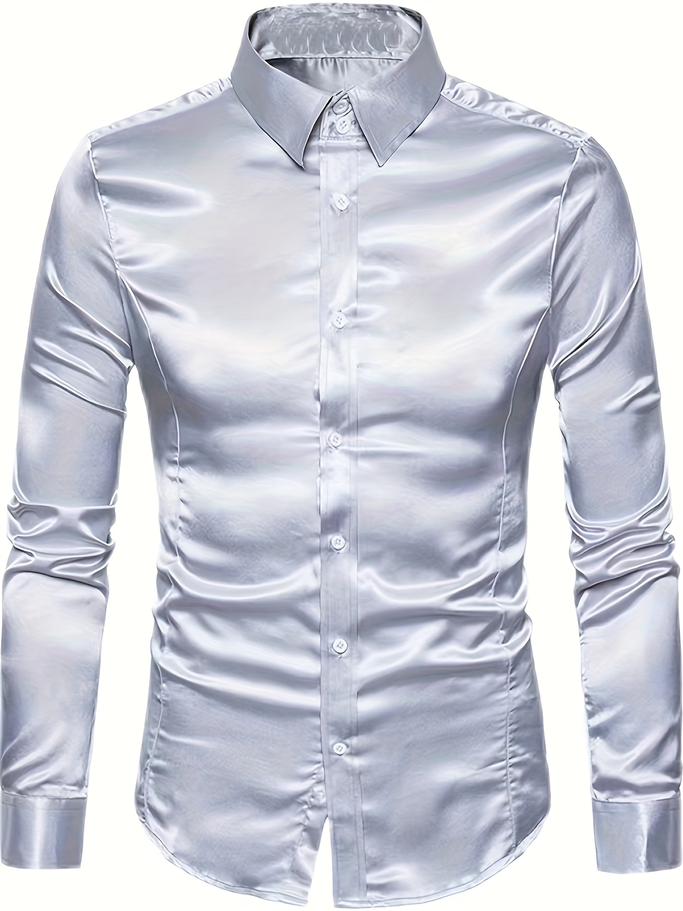 Camisa Con Botones Hombre Azul Blanco Barroco Manga Larga Casual Vestido  Festa