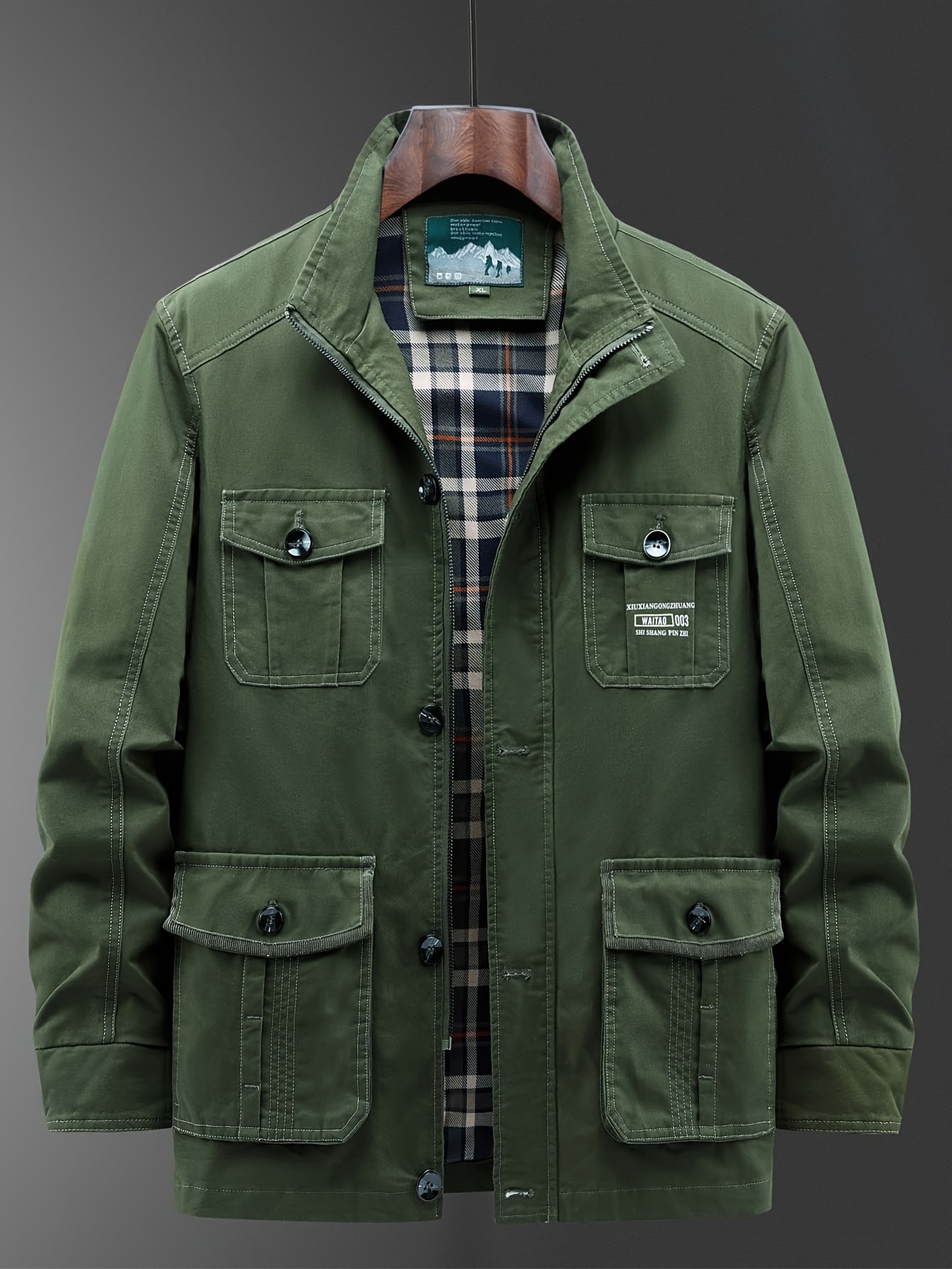 Denim Workwear Chaqueta Top Jacket Multi-pocket Coat Casual Mens Autumn  Slim Fit