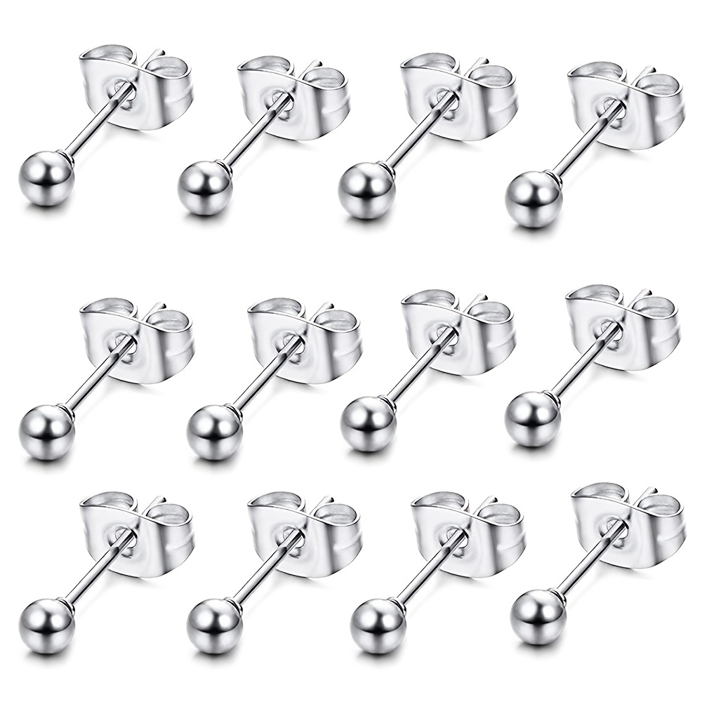 925 Sterling Silver Ball Stud Earrings With Closed Loop - Temu