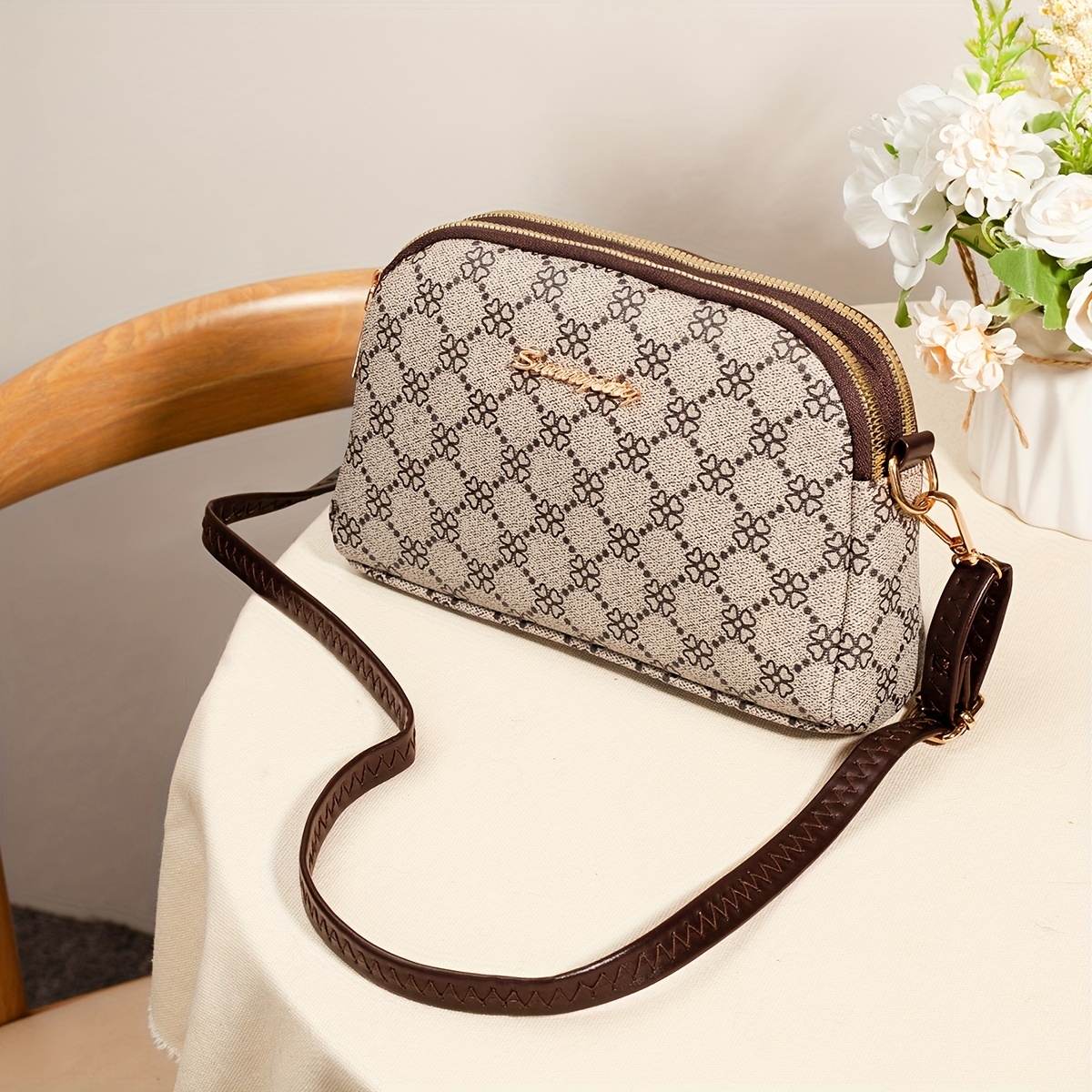 Retro Geometric Pattern Square Bag, Flap Colorblock Shoulder Purse, Classic  Pu Leather Crossbody Bag - Temu Germany