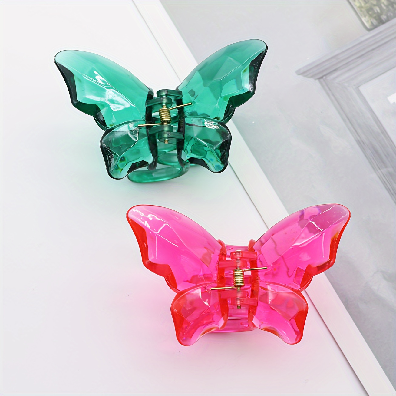Clear Crystal Butterfly Hair Claw Clips Fairy Butterfly Jaw Clips