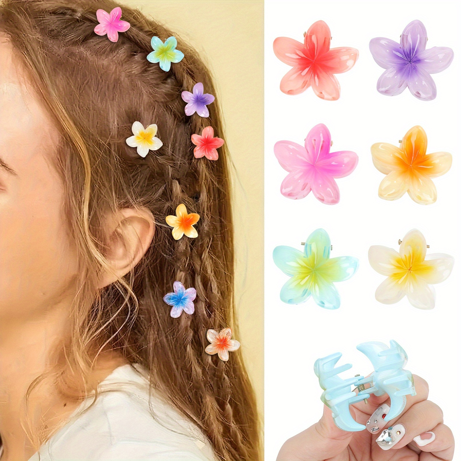 Cute Flower Claw Clips, 15 PCS 1.49 Inch Small Jaw Clips for Women Girls  Thin/Medium/Thick Hair, 15 Colors Nonslip Strong Hold Clamps Catch  Barrettes