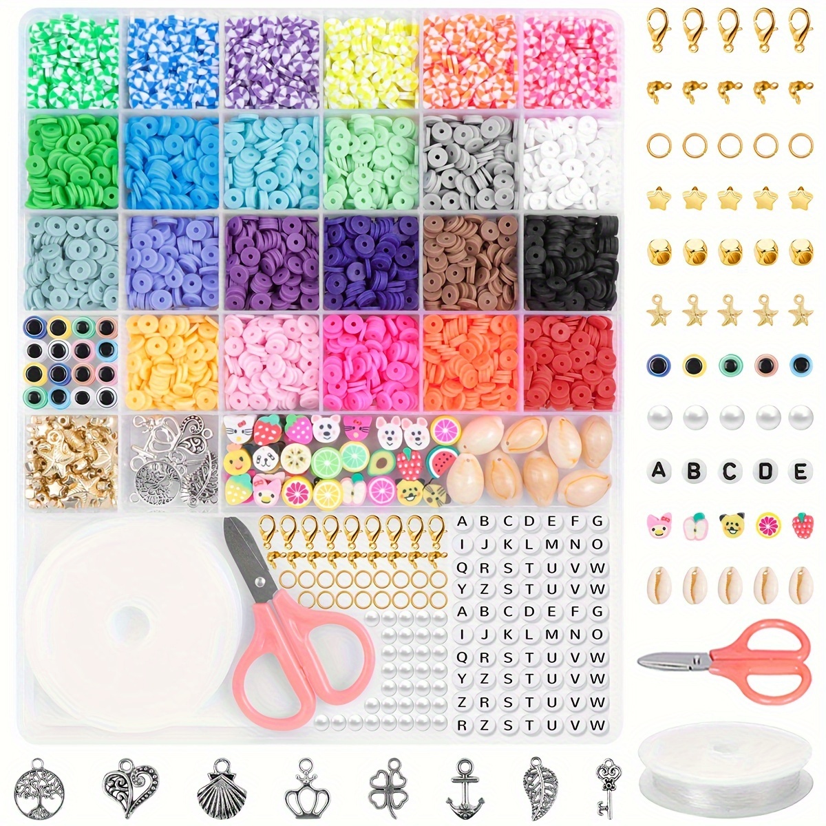 Kit de fabricación de pulseras de más de 7000 piezas, cuentas de arcilla de  28 colores para hacer pulseras, kit de pulsera de la amistad con paquete