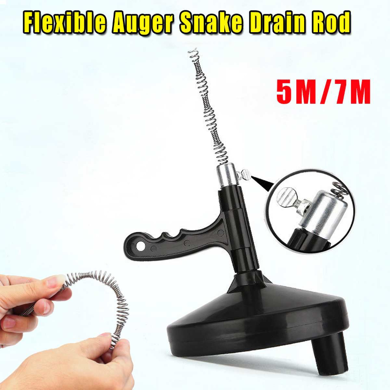 Plumbing Snake Drain Auger, 5M Snake Drain Hair Removal Tool with