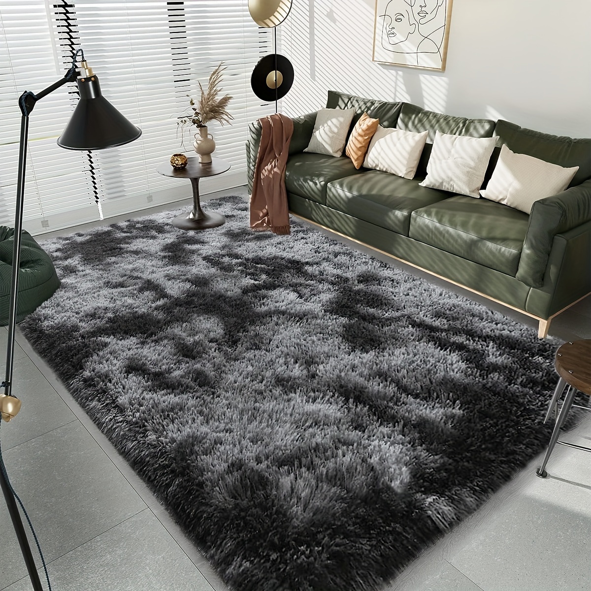 Shaggy Flauschige Bereich Teppich Auto Stuhl Sofa Sitz Kissen Boden Matte  Grau +