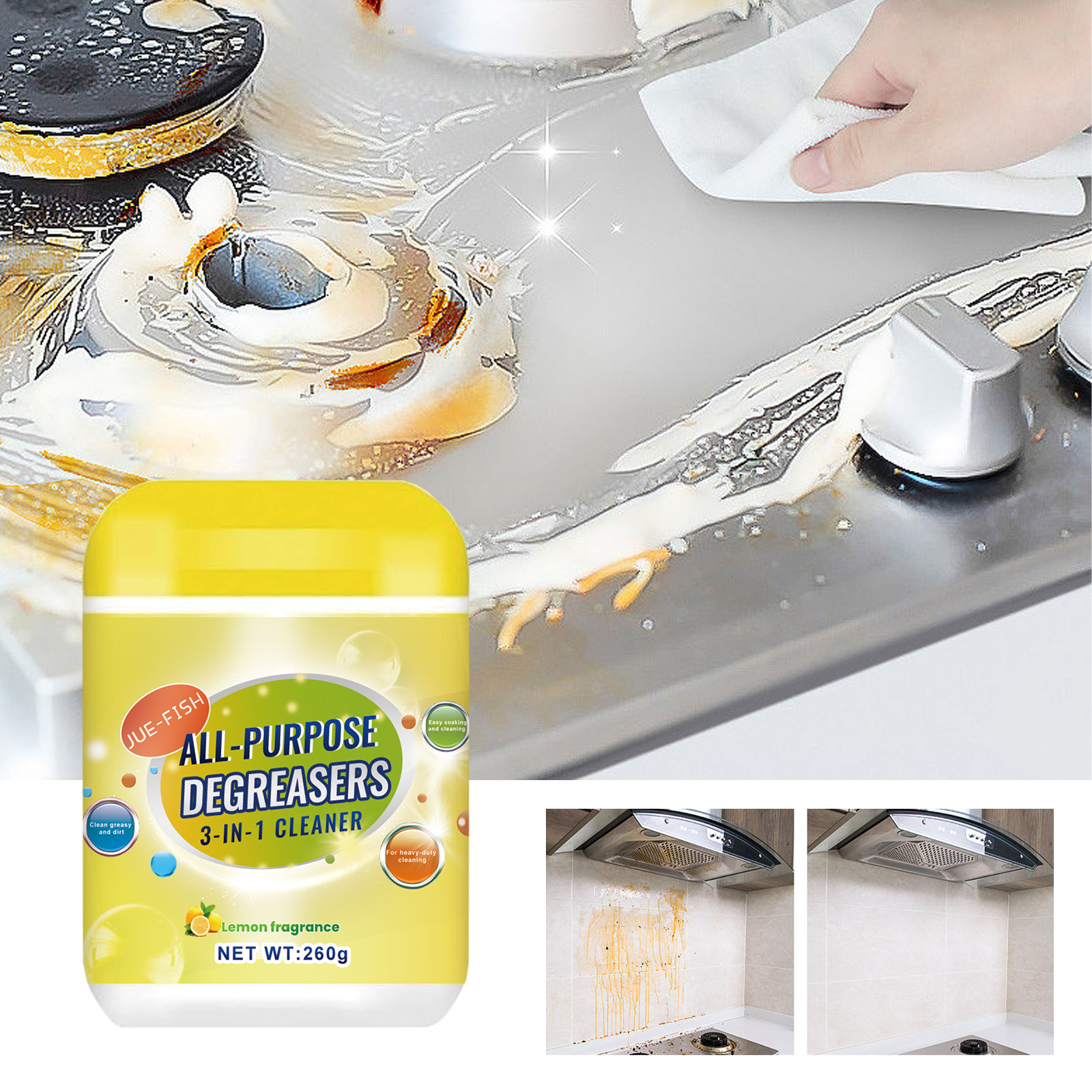 Jaysuing - Spray limpiador desengrasante mágico de cocina, para cocina,  baño, limpiador de cocina desengrasante (3 piezas)
