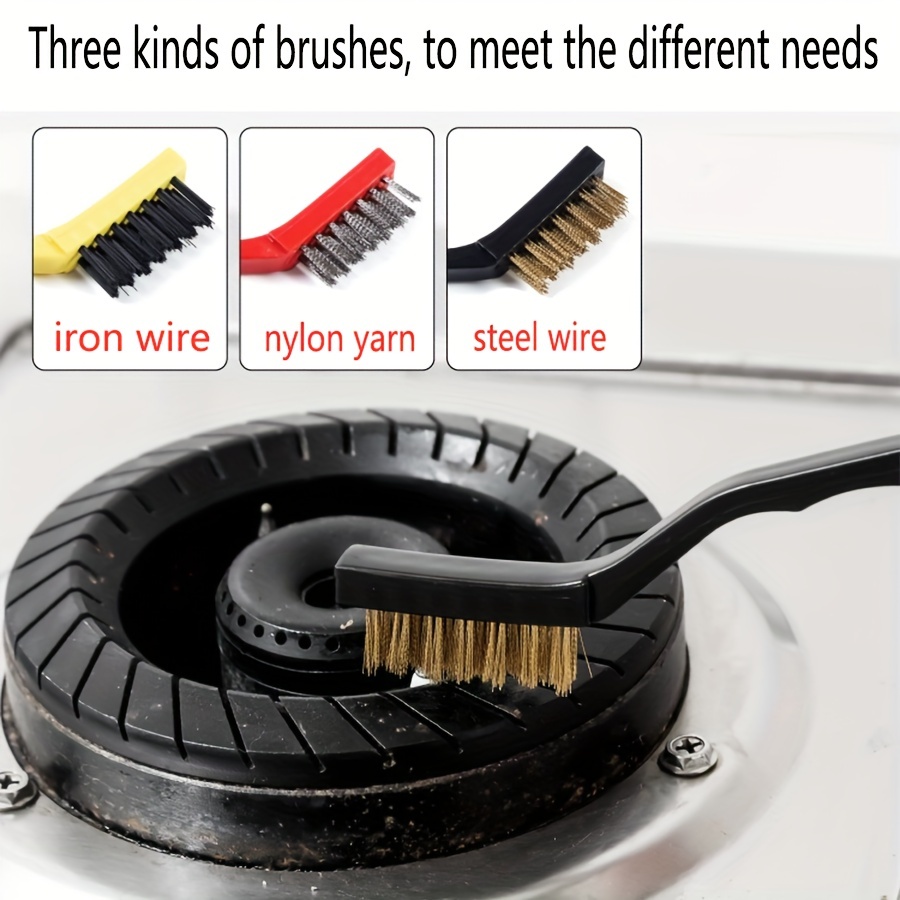 Kitchen Cleaning Scrub Brush Set, Gas Stove Deep Cleaning Small Brass Wire  Brush, Range Hood Grease Dirt Shovel, Crevice Nylon Brush, Household