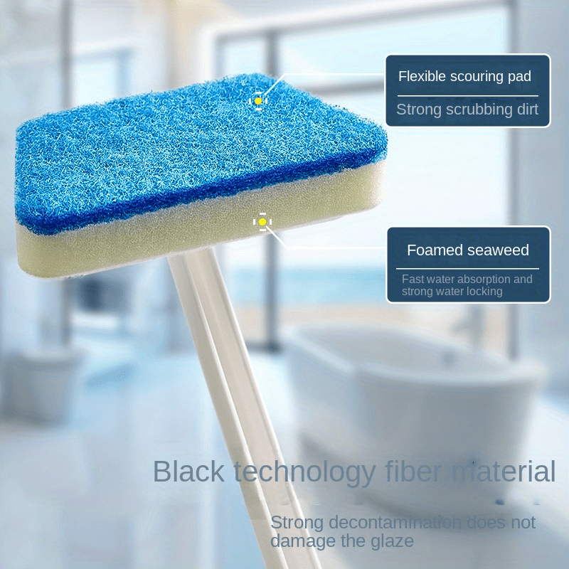 Trapezoidal Bathtub Brush, Detachable Household Floor Brush, Ceramic Tile  Brush With Long Handle, Bathroom Wall Sponge Cleaning Brush, Cleaning Brush  Replacement Sponge, Bathroom Tools - Temu