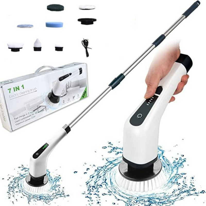 Electric Rotary Scrubber Cleaning Brush,wireless Electric Cleaning Brush,7-in-1  Upgraded Long Handle Shower Scrubber,usb-c Charging Line - Temu