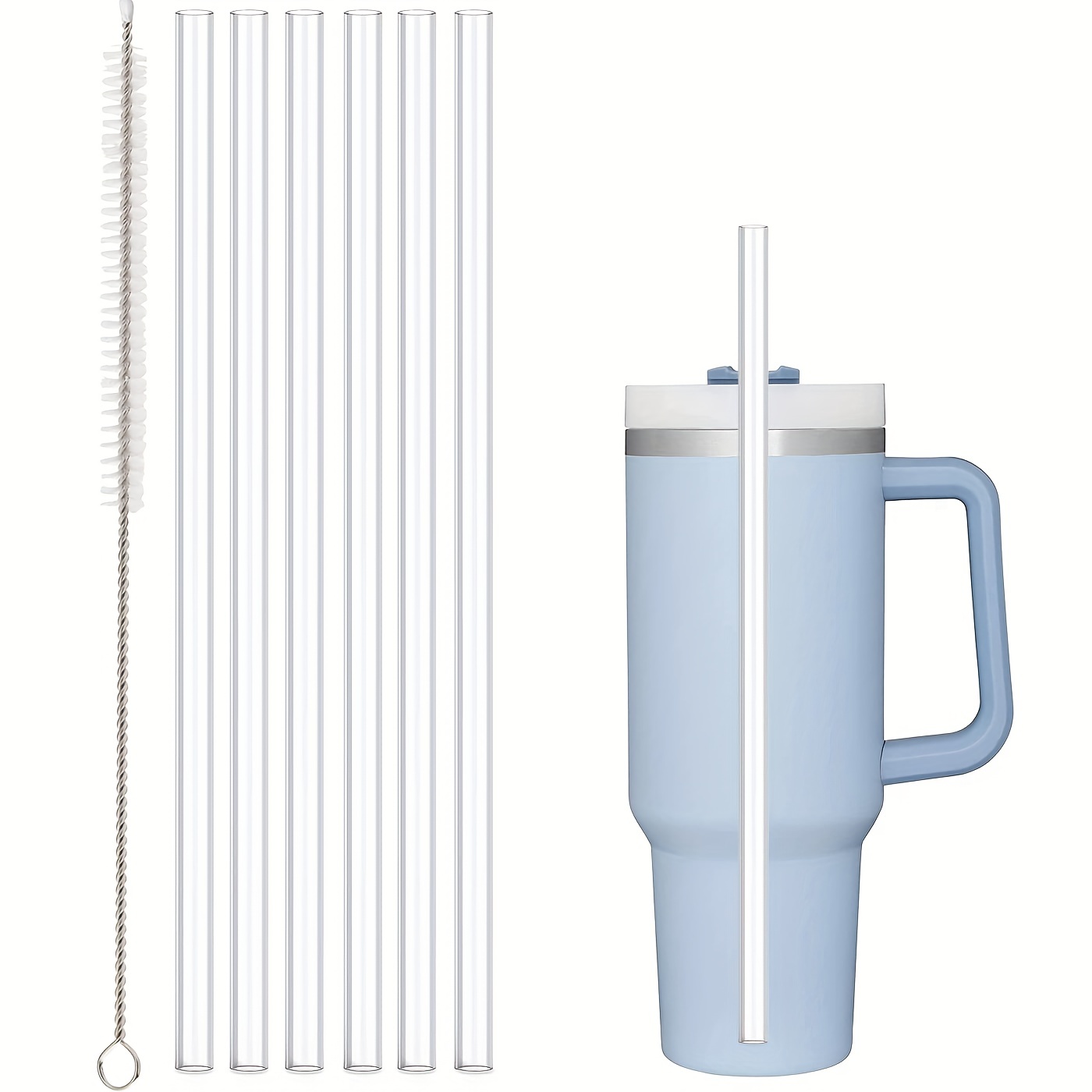 Stainless Steel Metal Straws with Silicone Tips, Long Reusable Drinking  Straws for 20oz/ 30oz Yeti/Rtic Tumblers, Starbucks, Tervis with 1 Cleaning