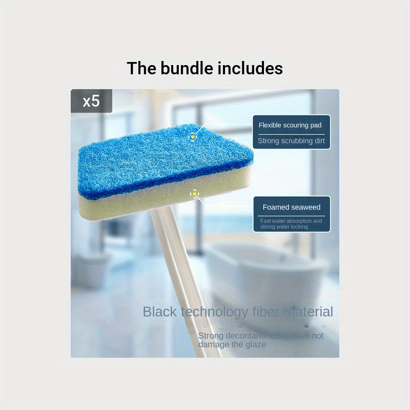 Trapezoidal Bathtub Brush, Detachable Household Floor Brush, Ceramic Tile  Brush With Long Handle, Bathroom Wall Sponge Cleaning Brush, Cleaning Brush  Replacement Sponge, Bathroom Tools - Temu