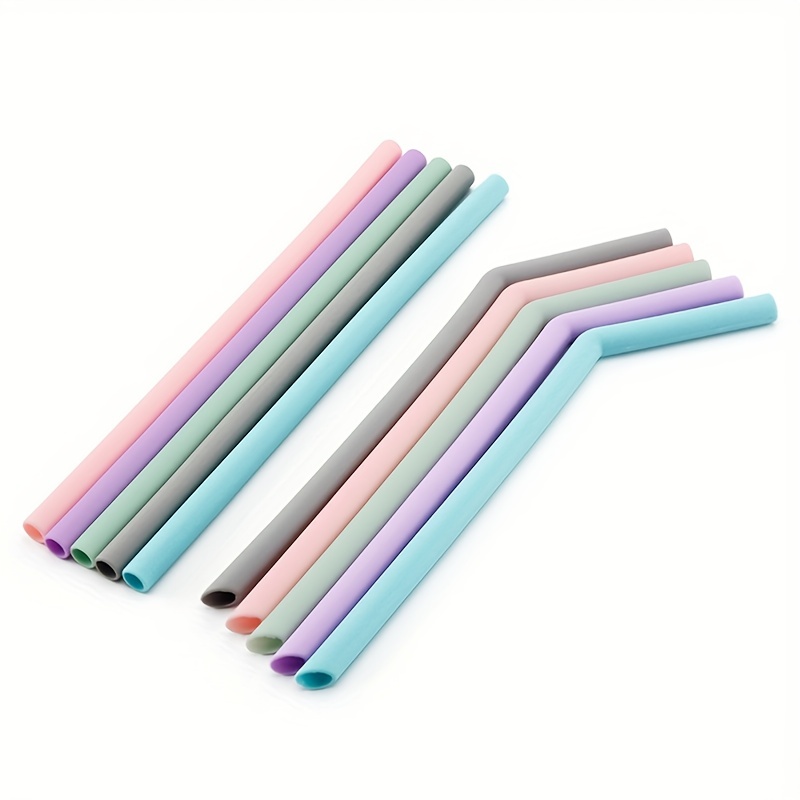 Premium Silicone Reusable Wide Smoothie Bubble Tea Drinking Straws, 15  Colours