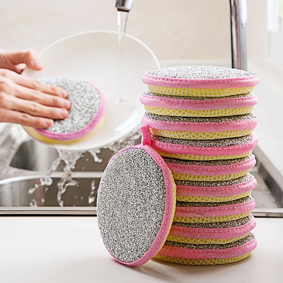 2 esponjas multiusos para cocina, esponjas de limpieza antiarañazos,  esponja reutilizable de doble cara para limpiar platos, ollas