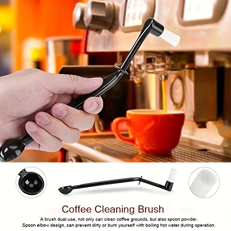 Coffee Machine Brush Kit Elbow Spoon Nylon Head Washable White Black - White, Black