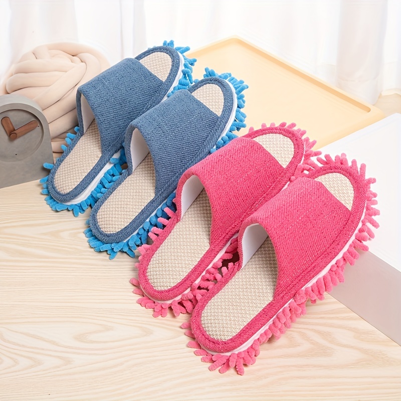 Mop Slippers Open Toe Comfortable Washable Cleaning Tool for Floor  Polishing Pink