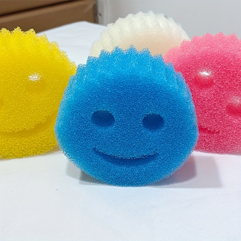 4 Pack Smiley Magic Cleaning Smiley Sponge Wipe Honeycomb Sponge Home  Kitchen Cleaning Dishwashing Cotton