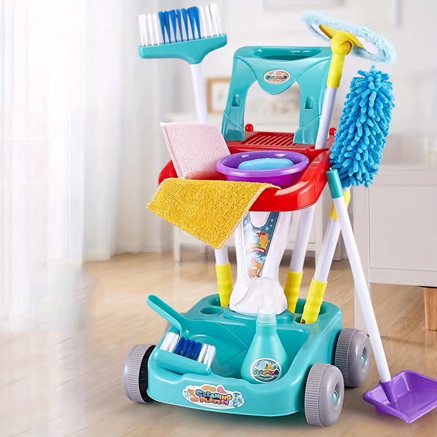 Kids Cleaning Set Housekeeping Pretend Play Kit Cleaning Toys Gift  Simulation Cleaning Tool Cart Including Broom Mop And More - AliExpress