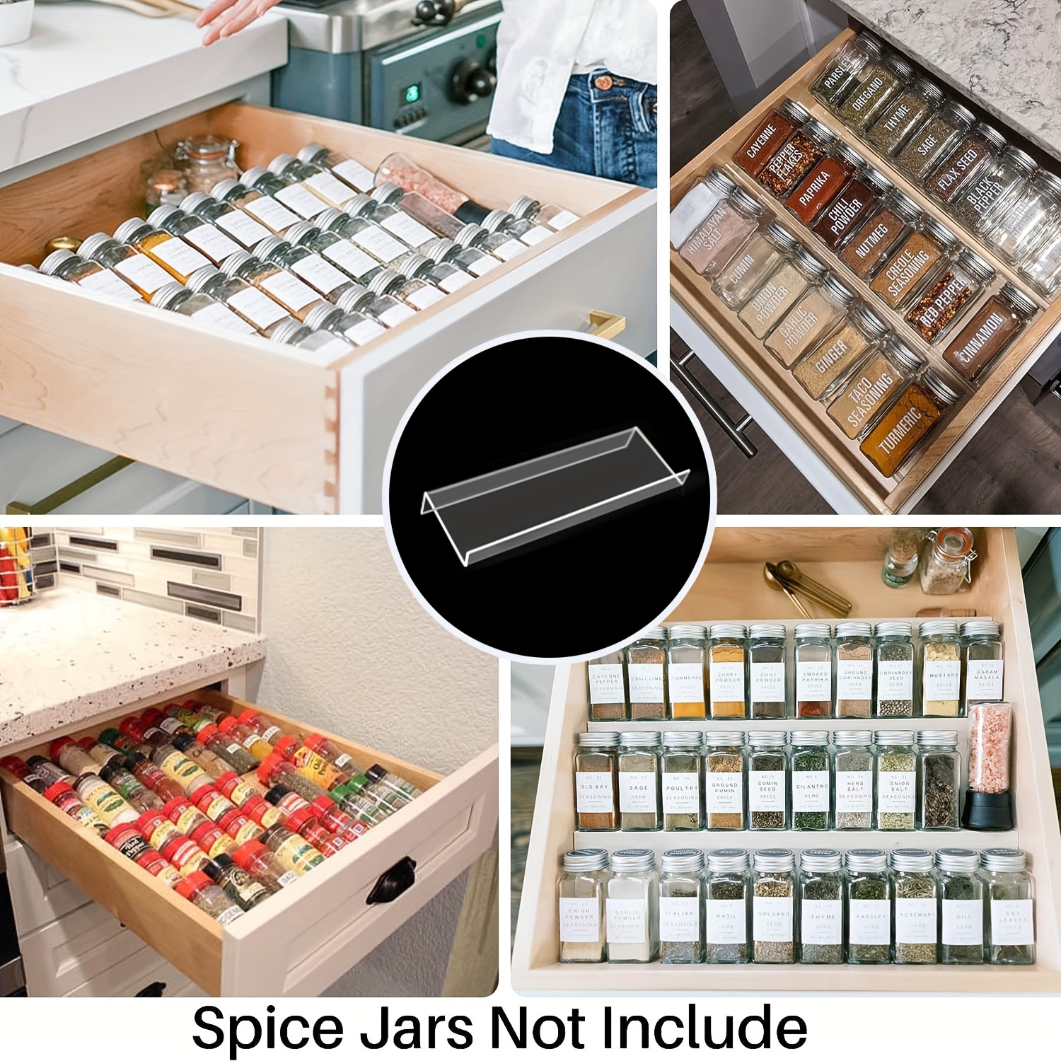 1 Set, Spice Rack, Spice Bottle Organizer With 28 Spice Jars, Drawer Spice  Racks With 432 Labels And Chalk Marker, 4 Tier Seasoning Rack Tray Insert