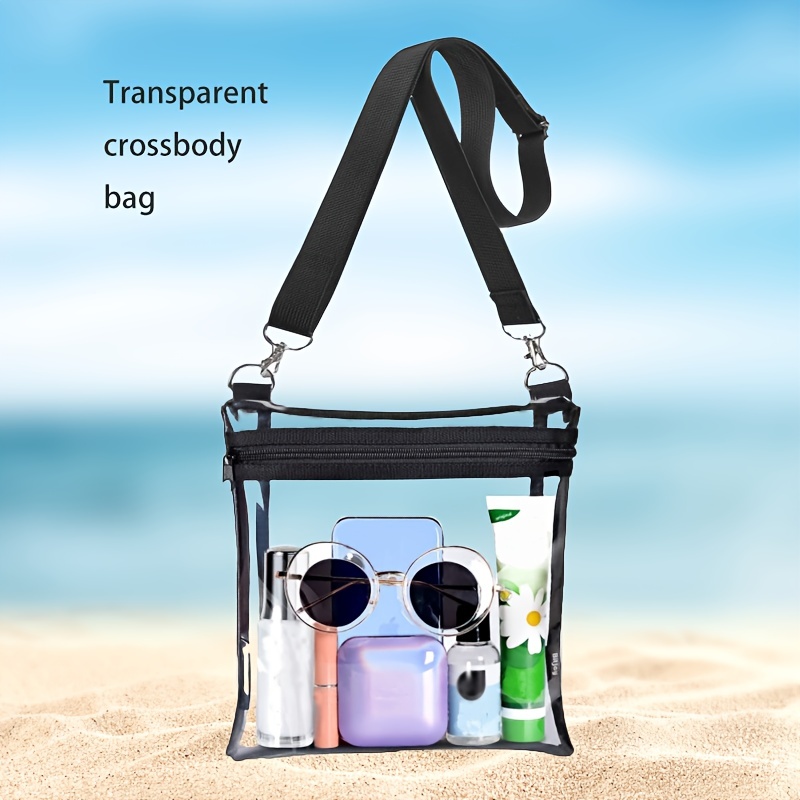 Clear Tote Beach Bag Womens Transparent PVC Beach Vacation Shoulder Handbag