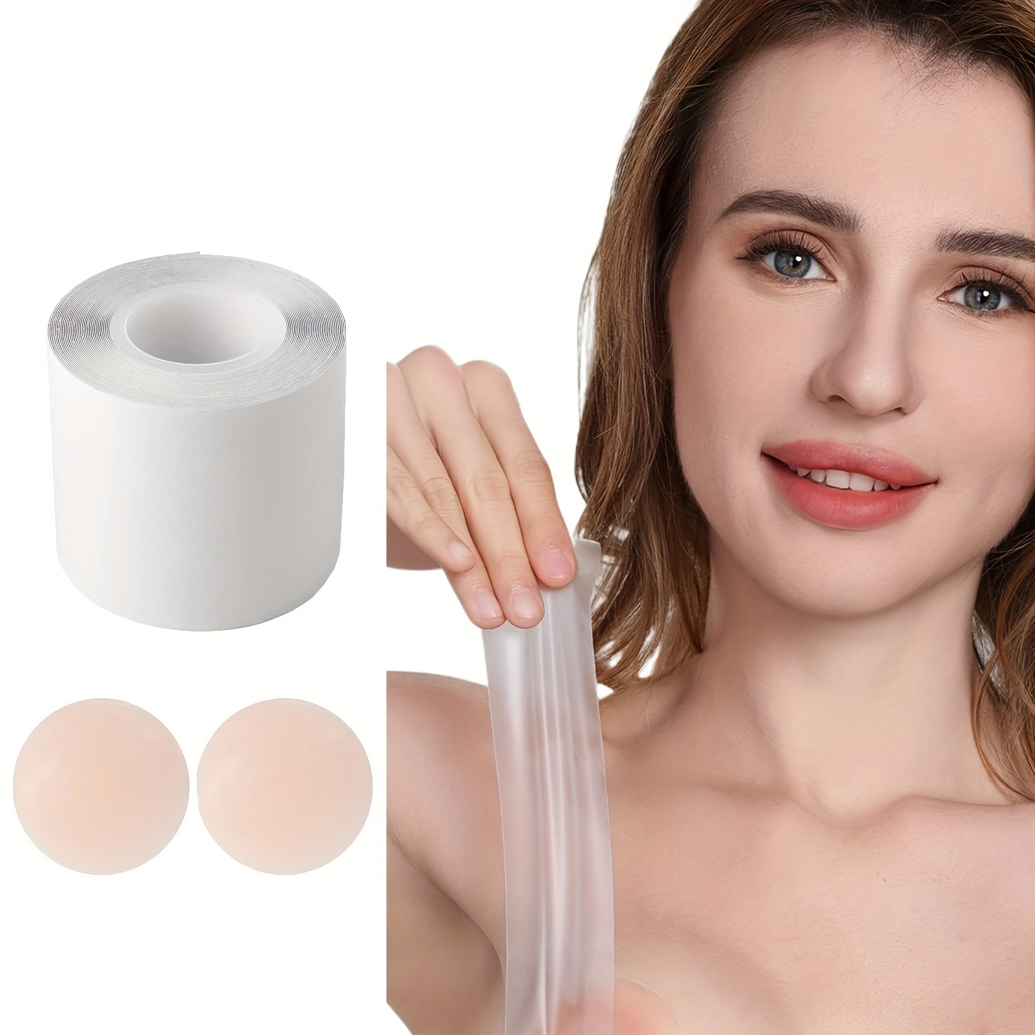 Boob Tape, Breathable & Sticky Bob Tape for Breast Lift, Suitable for Large  Breasts A-G Cup (Nude) Incl. 1 Breast Tape, 10 Pairs Pasties Nipple Covers  and 1 Pair Reusable Silicone Nipple