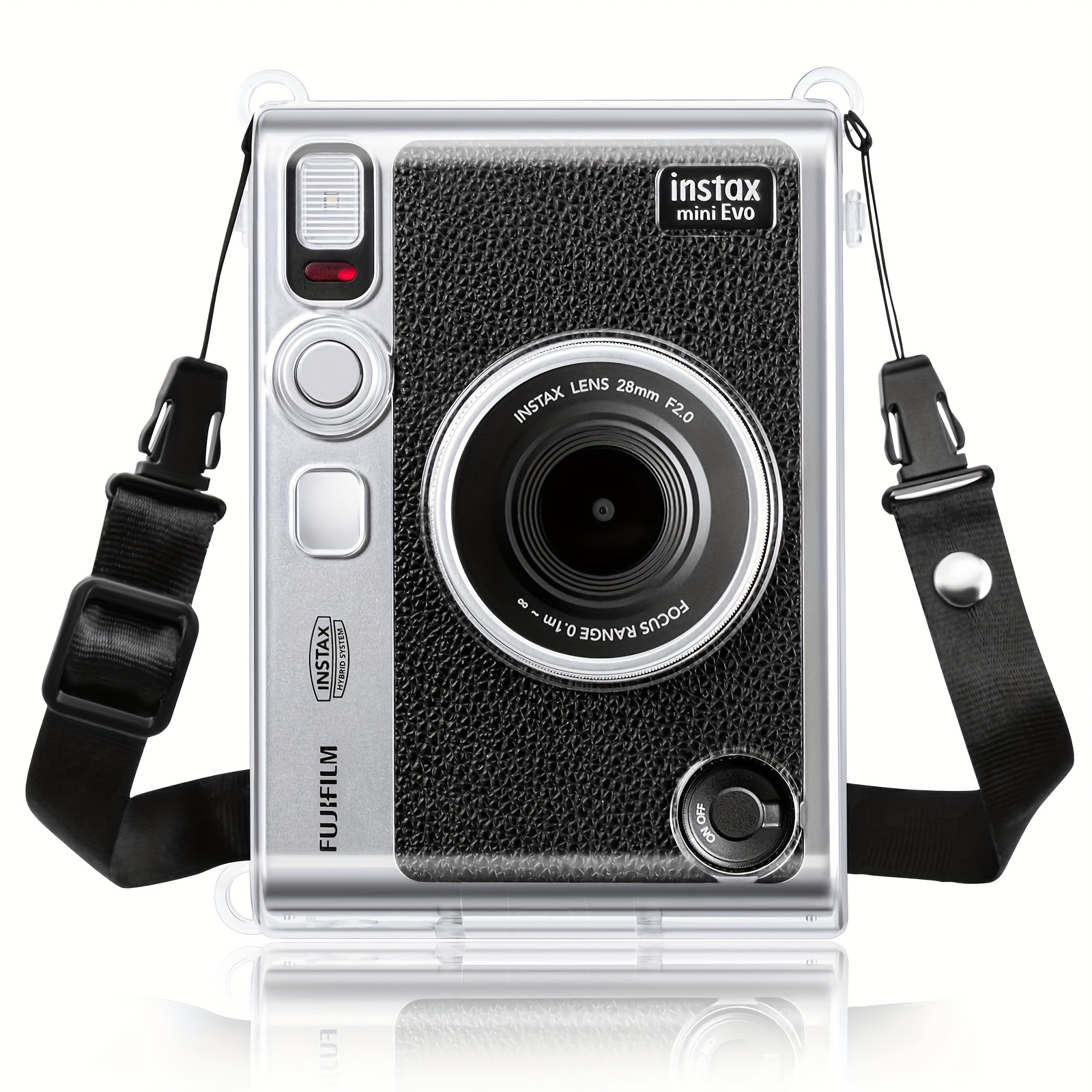 Funda protectora transparente con correa para cámara Fujifilm Film Mini 12,  juego de pegatinas de carcasa de cristal para Instax Mini12 - AliExpress