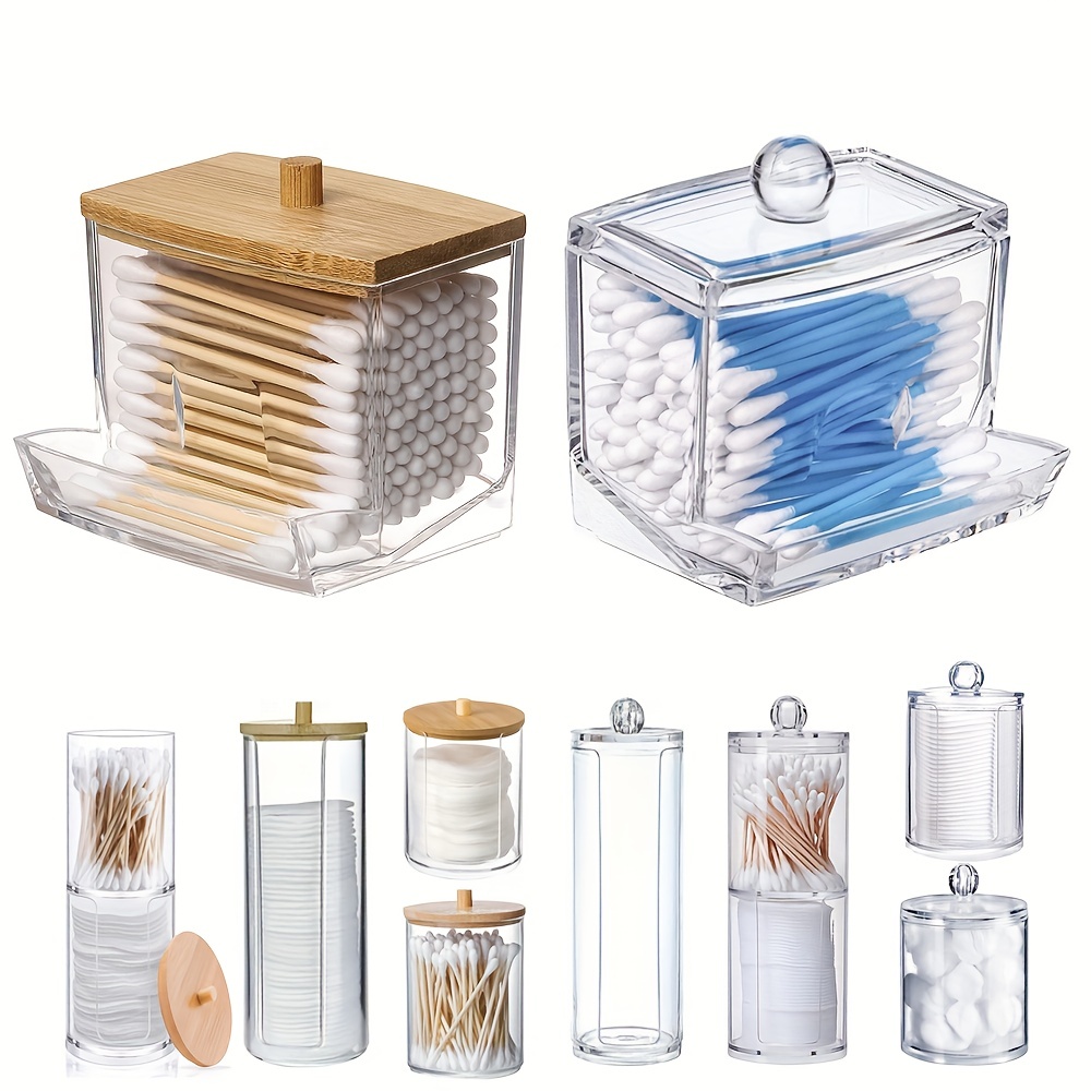 Home Deals! Wqqzjj Storage and Organization Holder Dispenser for Cotton Ball,Cotton Swab,Cotton Round Pads,Clear Plastic Jar Set for Bathroom Canister