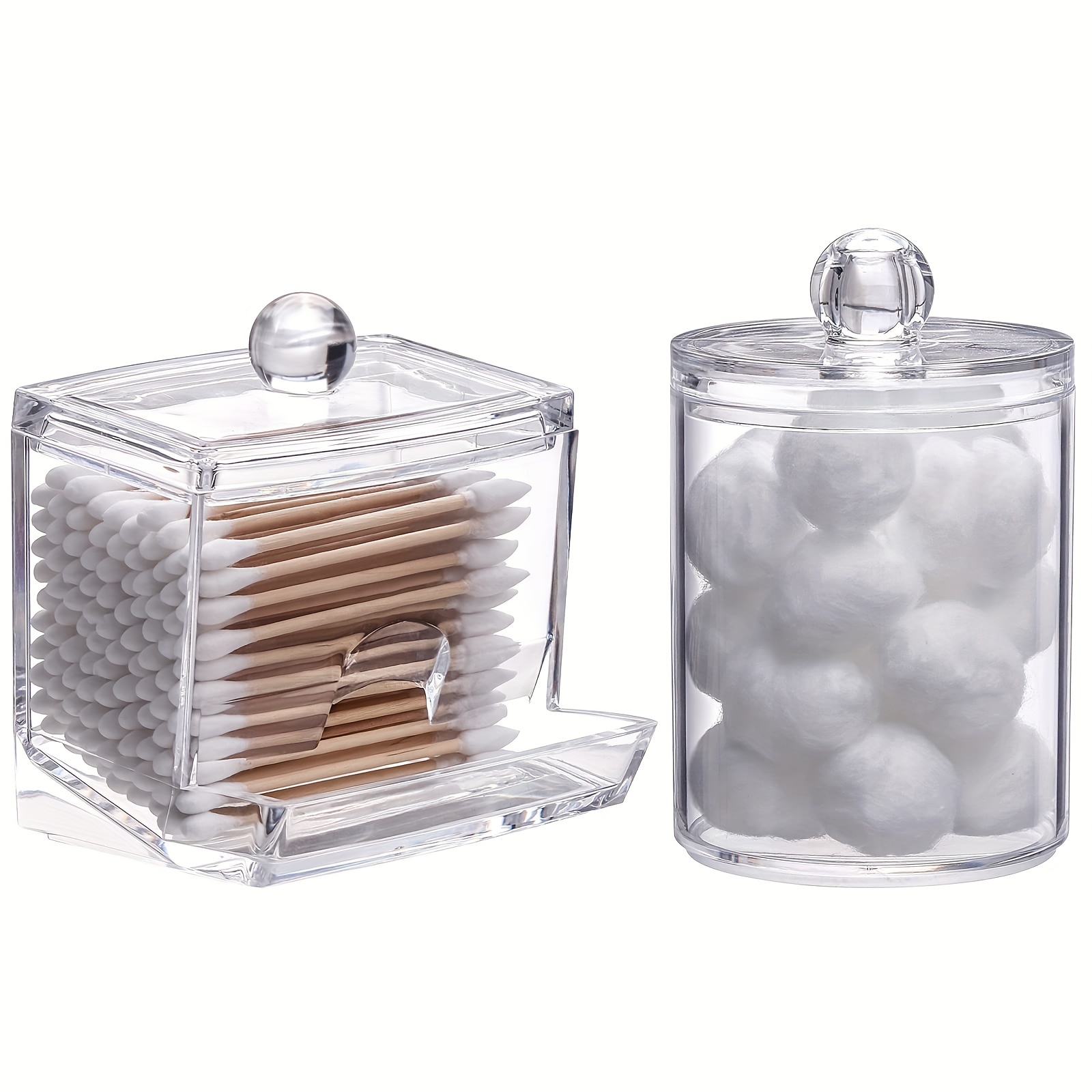 Home Deals! Wqqzjj Storage and Organization Holder Dispenser for Cotton Ball,Cotton Swab,Cotton Round Pads,Clear Plastic Jar Set for Bathroom Canister