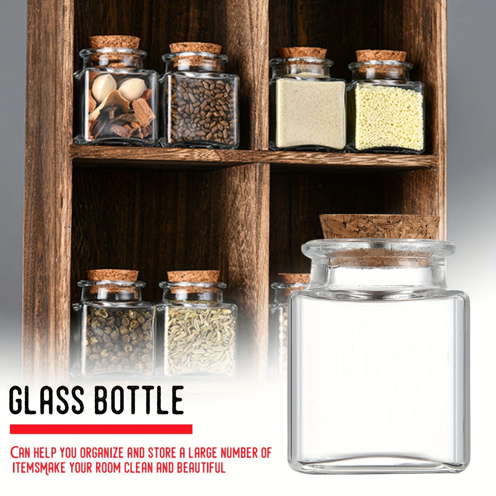 wooden rack 280ml spices jar clear