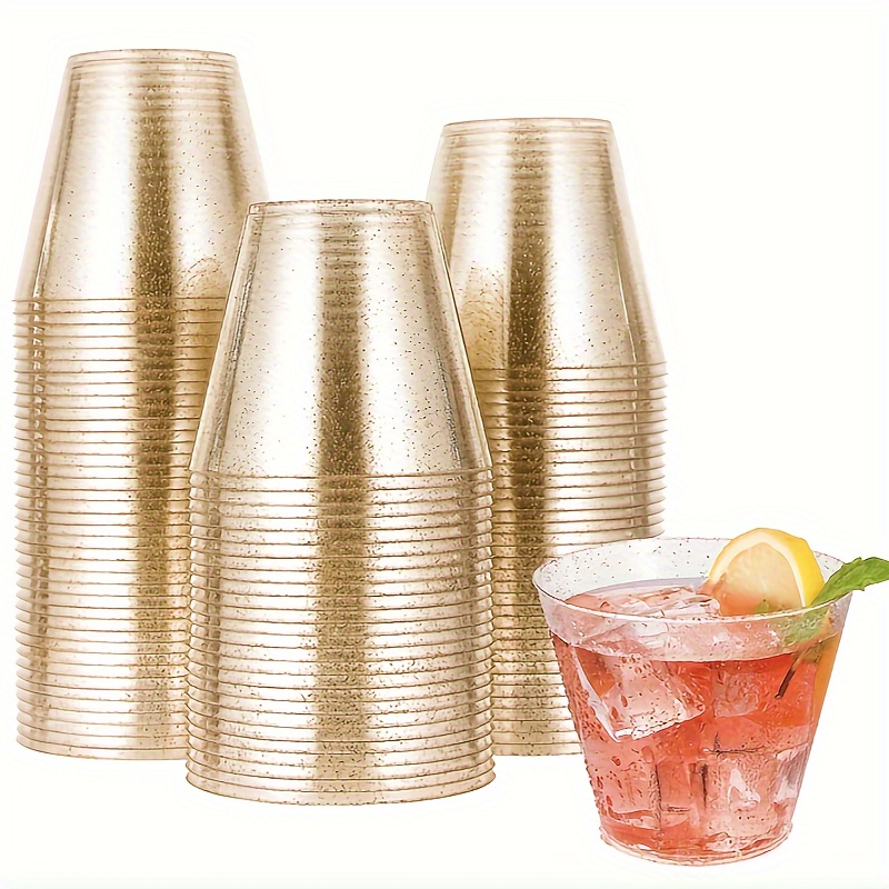 9 Oz Gold Plastic Cups 100 Clear Plastic Cups Old Fashioned