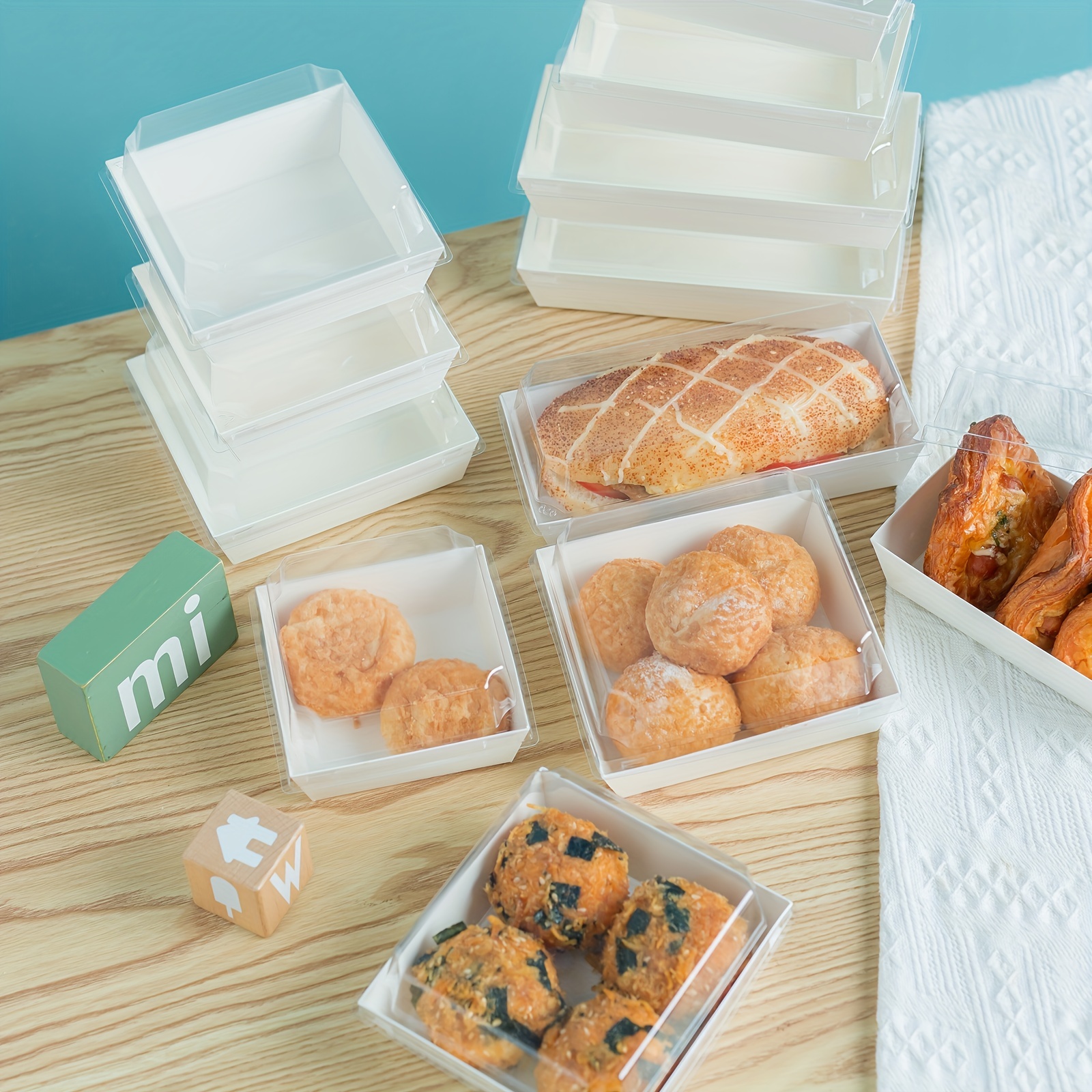 25 cajas de alimentos, contenedor de plástico para pan, caja de  almacenamiento de frutas con tapas, caja de embalaje de alimentos para  galletas