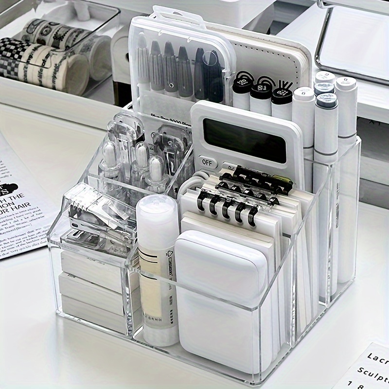 Bandeja apilable de 4 niveles, organizador de escritorio de oficina y  soporte de escritorio para accesorios de cartas de papel, paquete de  descuento