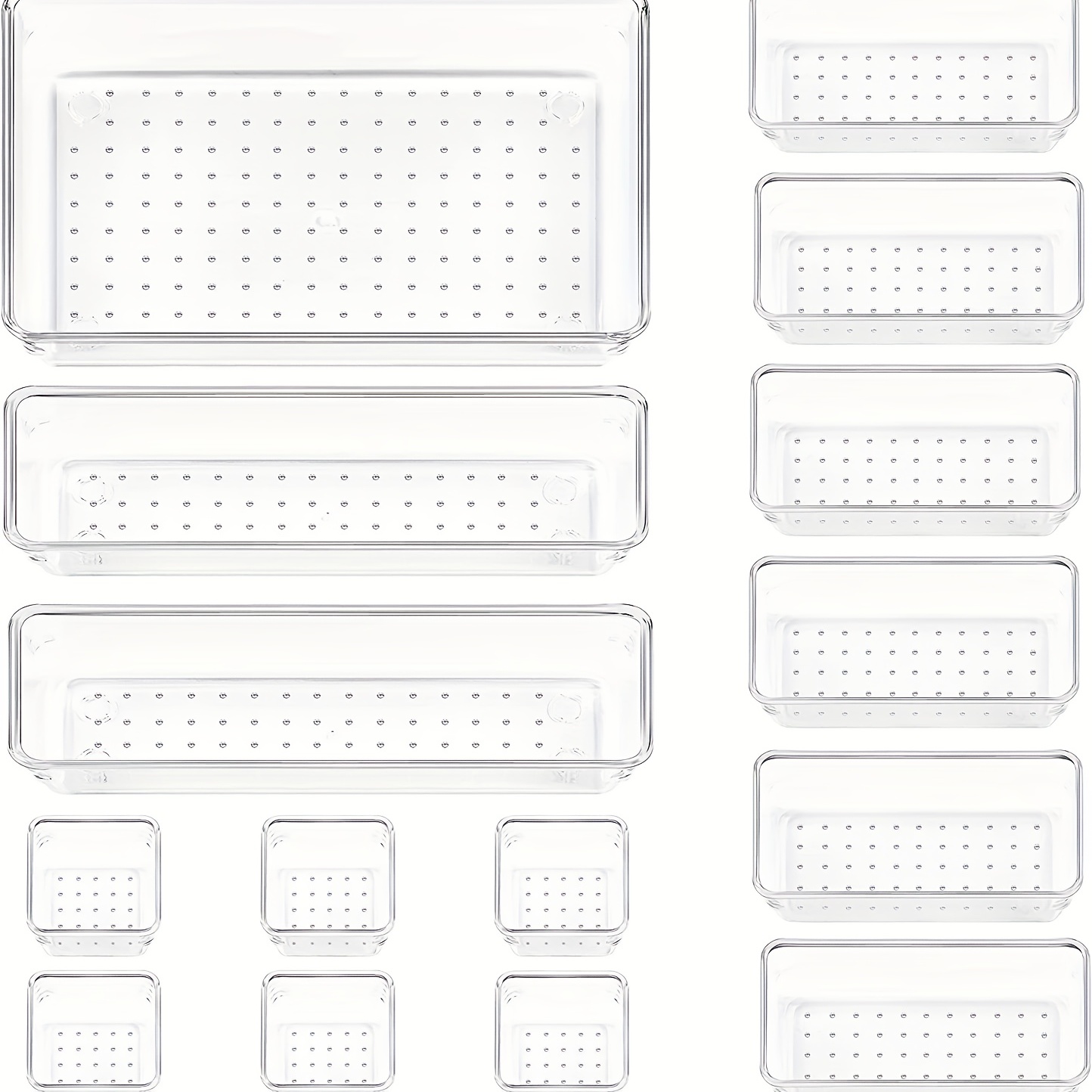 6 Pcs Stackable Clear Drawer Organizer Set, 9x3x2 Rectangle Trays, Narrow  Makeu