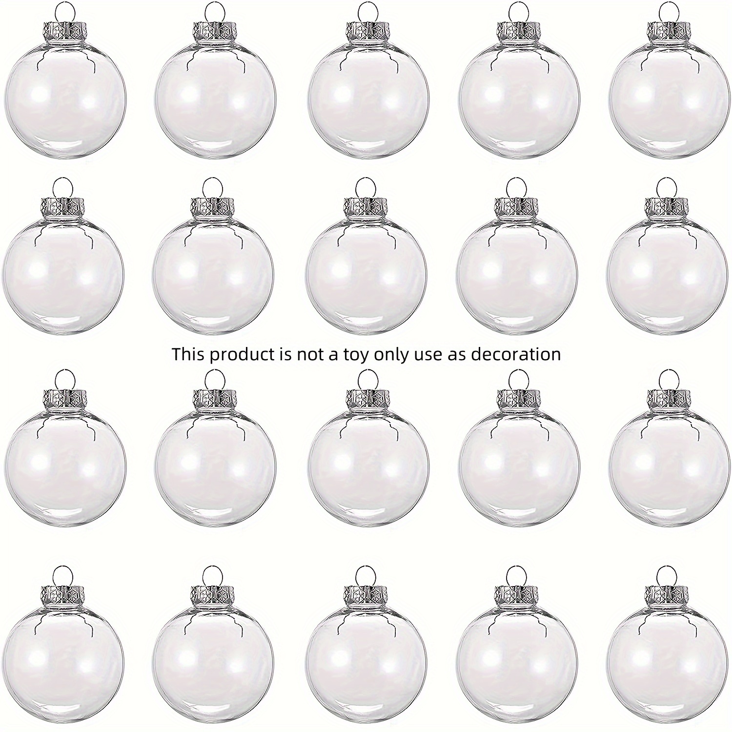 Clear Christmas Plastic Ornament Ball Transparent Fillable Sphere Light  Bulb Ornament with Rope and Removable Metal Cap - Gold (24-Pack) 