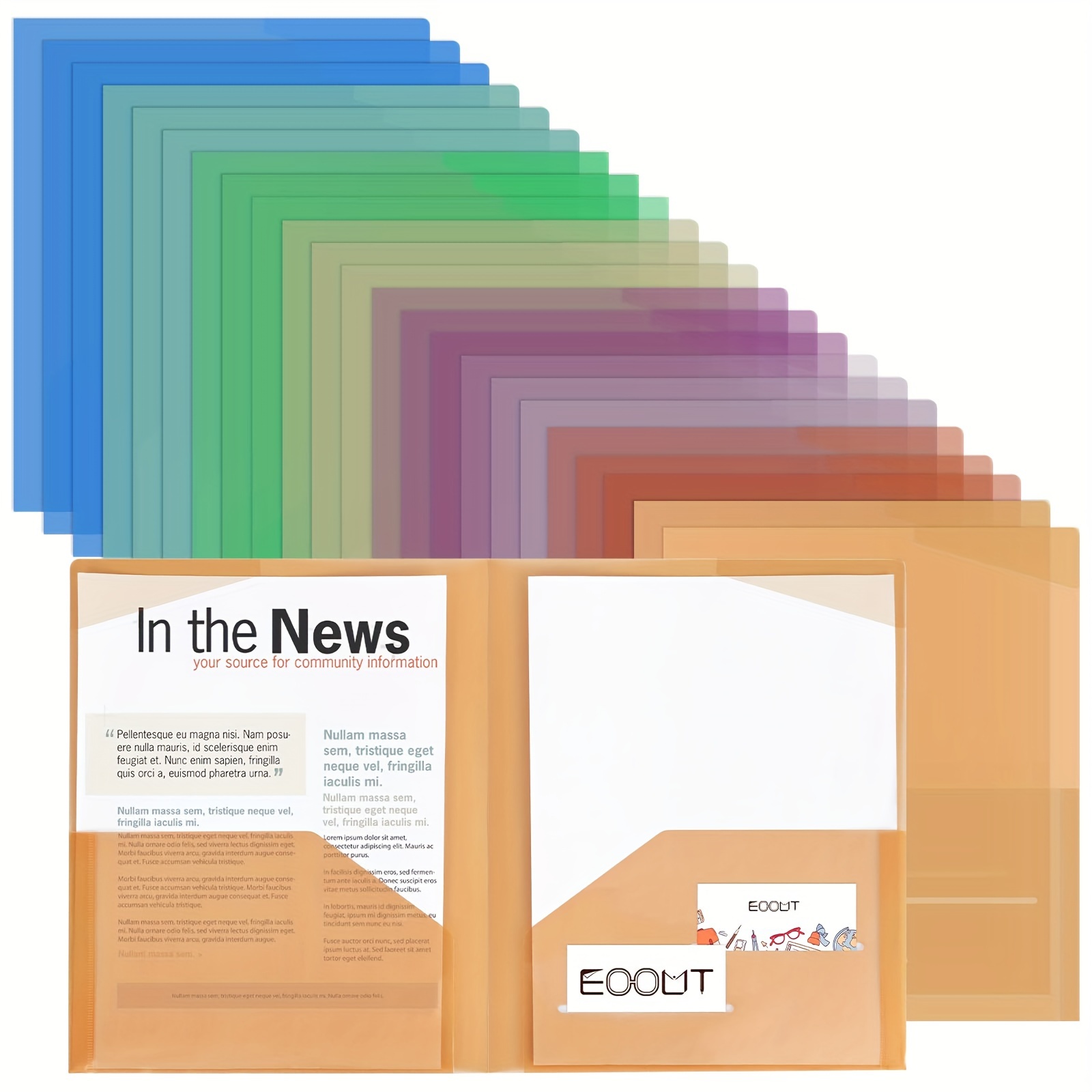 EOOUT 24pcs Clear Envelopes, Expandable Folders for Documents and