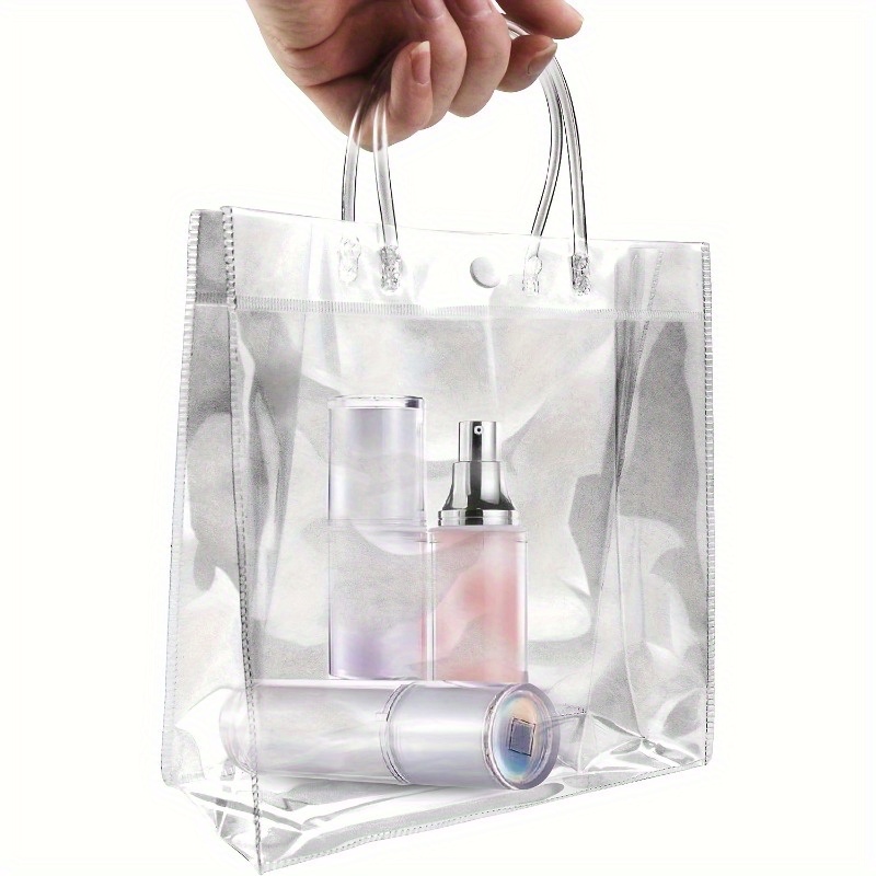 Bolsas de regalo transparentes con asas, bolsas de plástico blanco  esmerilado, bolsas reutilizables transparentes para regalos de fiesta,  bolsas