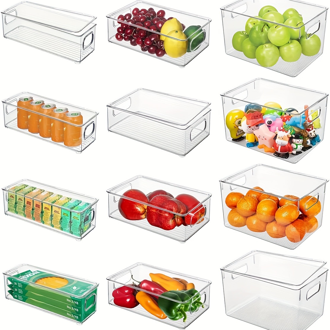 Set di 6 Contenitori, Organizer per Frigorifero,Cassetto Portaoggetti  Frigorifero, scaffali impilabili per vino,Organizzatori per Dispensa  Trasparente per Cucina, Armadietti, Ripiani, Bagno Senza BPA : :  Casa e cucina