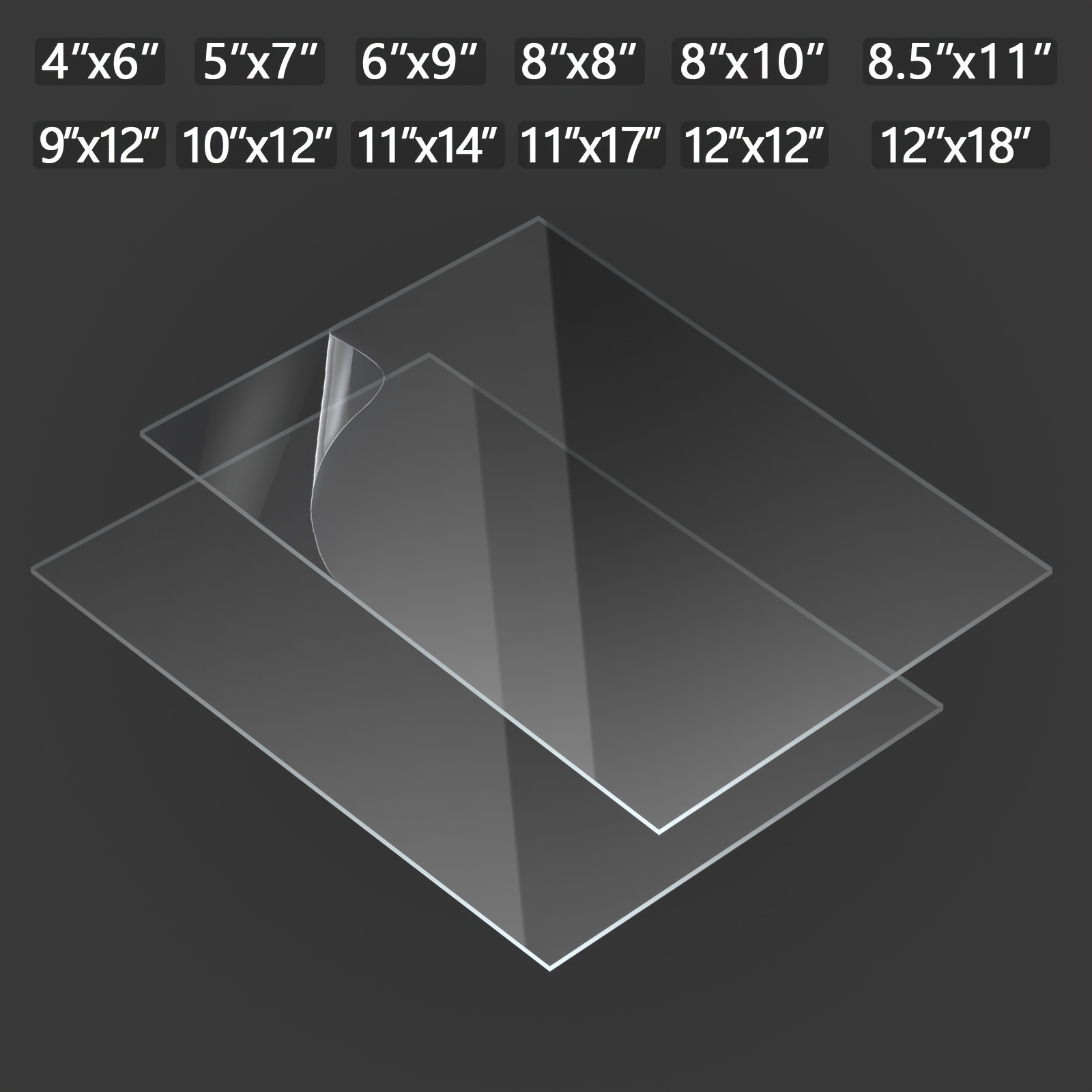 Noir Transparent Feuille Acrylique Coulée 12 x 12, 3mm Épais