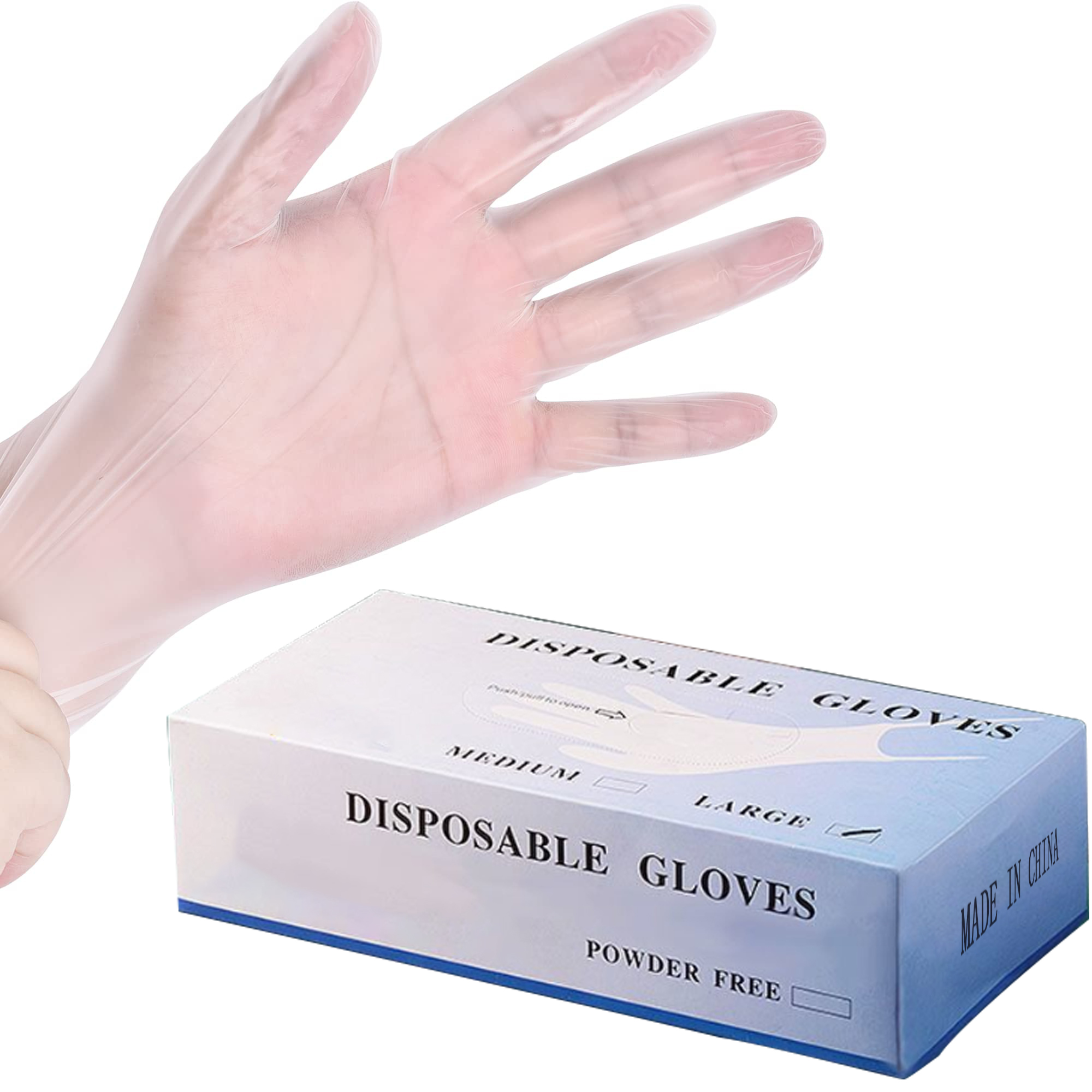 Guantes desechables de vinilo pequeños, sin látex, sin polvo, 100 unidades,  transparentes