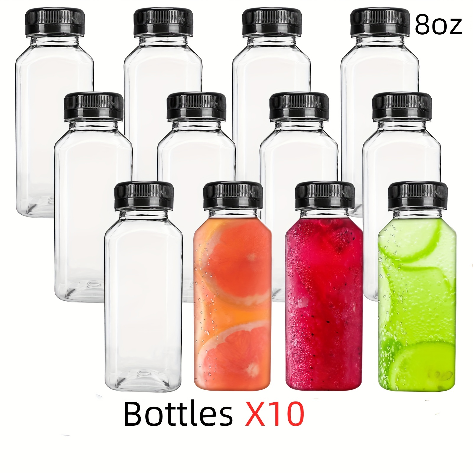 Frcolor Bottles Juice Mini Water Fridge Containers Box Juicing Lids  Refillable Empty Clear Reusable Shot Caps Oz 4 Small Bottle