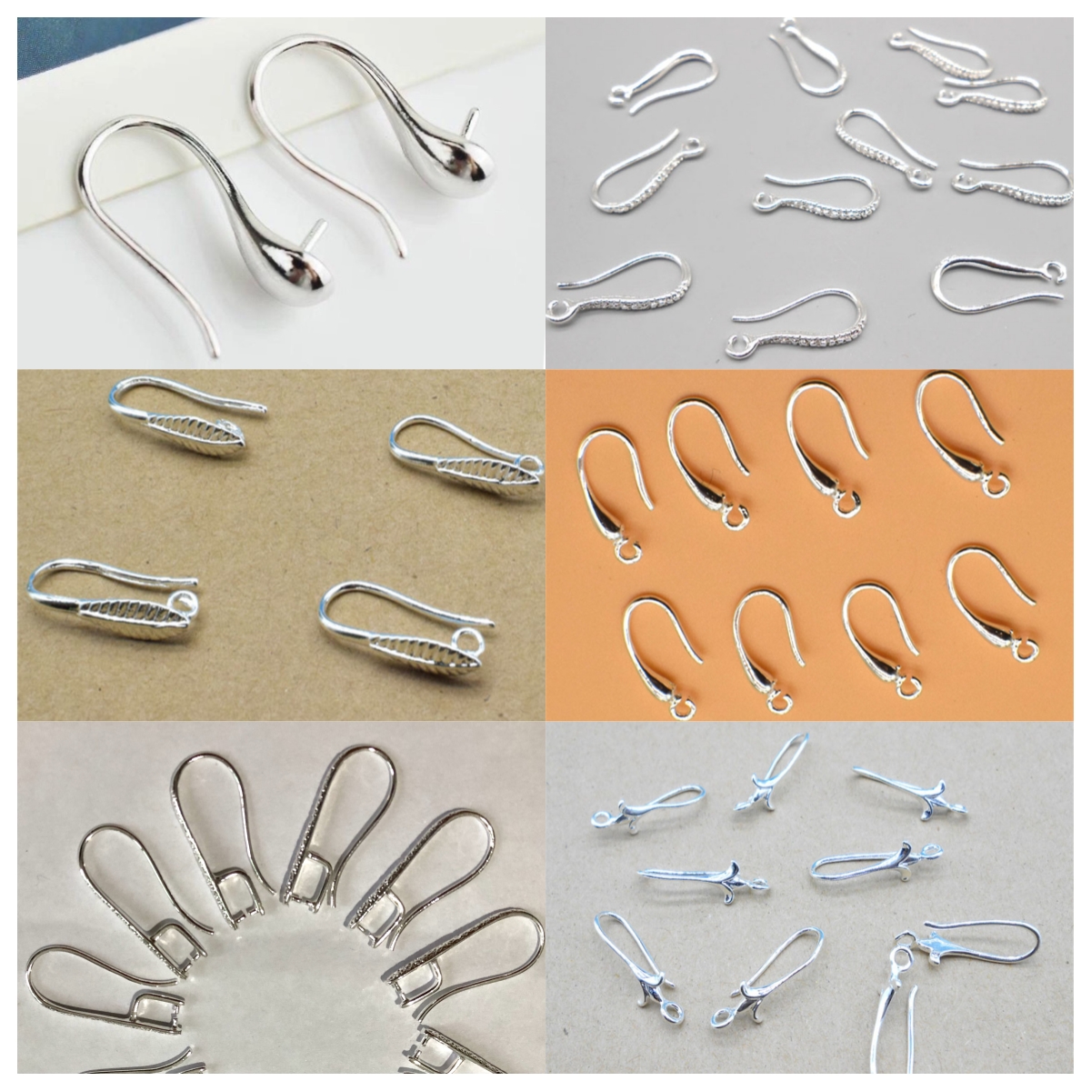 925 Sterling SILVER Ear Wires Earring,solid Pure Silver French Spring Hook  Earwires ,earring Wires for Jewelry Making Supplies Wholesale 