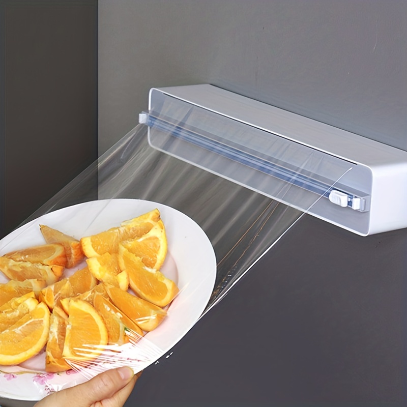 Adjustable Plastic Wrap Dispenser With Slide Cutter Reusable - Temu