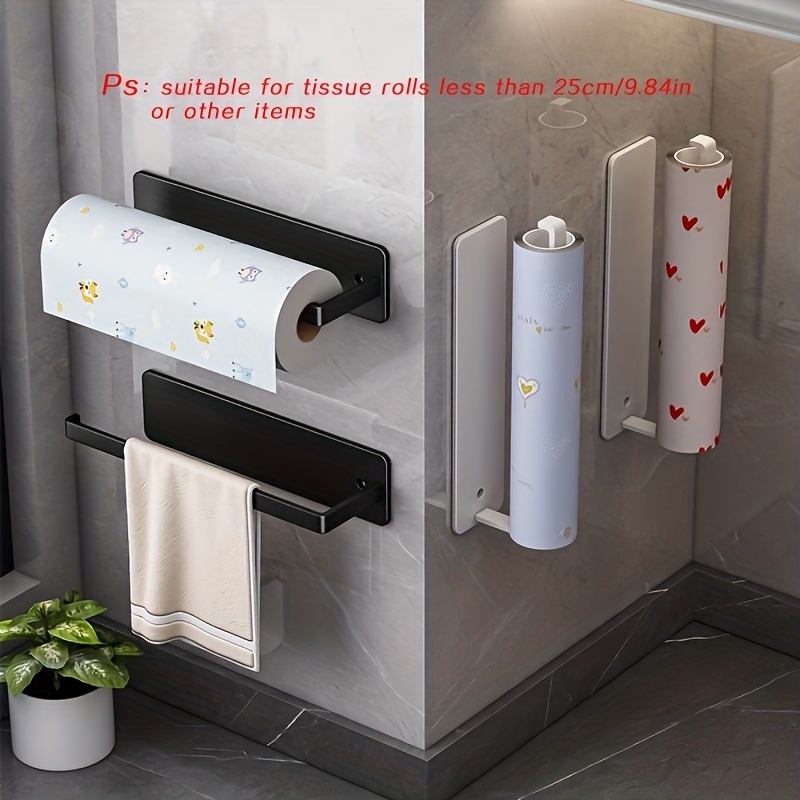 Kitchen Stand Wall-mounted Hanging Toilet Roll Paper Holder With Backing  Adhesive, Bathroom Punching-free Towel Rack Stand, For Kitchen And Bathroom,  Home Storage Supplies - Temu