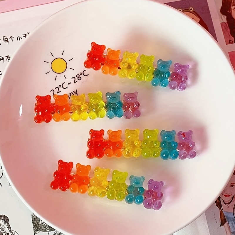 1 Box 42Pcs Sweet Candy Charms Lollipop Gummy Bear Resin Slime
