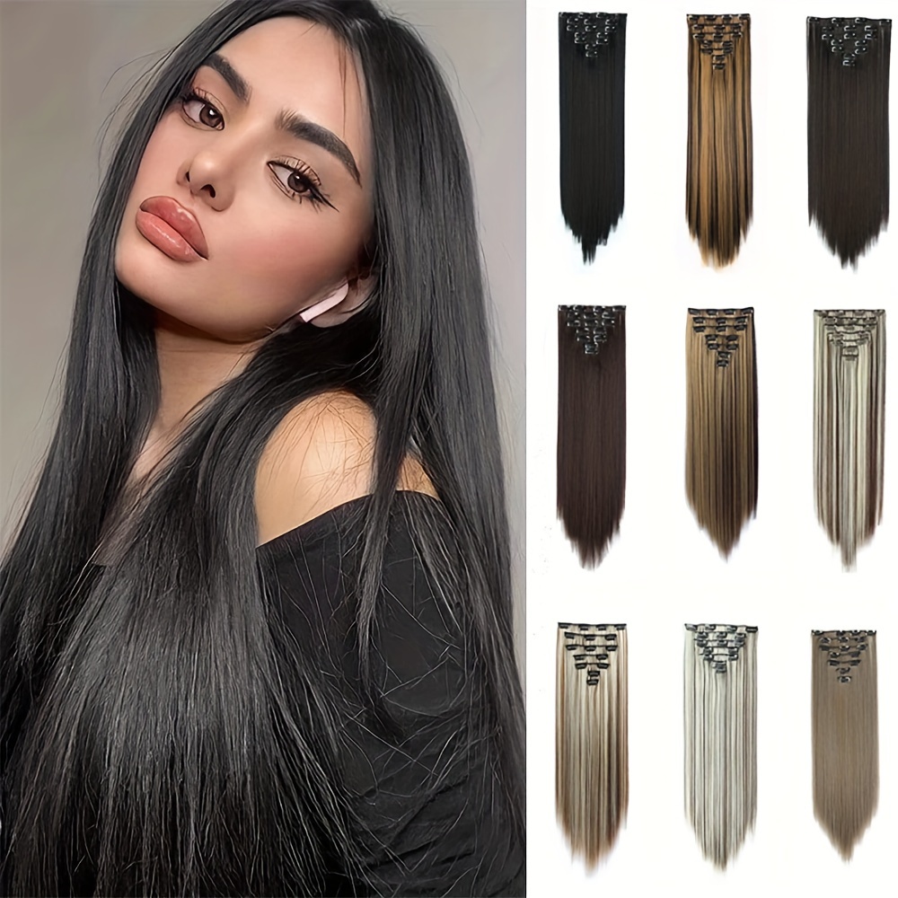 Extensiones de cabello con clip de colores para niñas - Temu