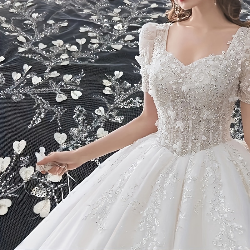 Mesh Bottom Lace Embroidery Cloth Wedding Dress Applique - Temu