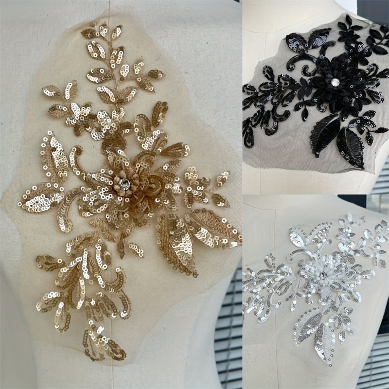 Pearl Decor 4pcs Decorative Accessories Crystals Decor Pearl Brooch Beaded  Trim Iron on Sewing Applique Crystal Flower Accessories Crystal Decors